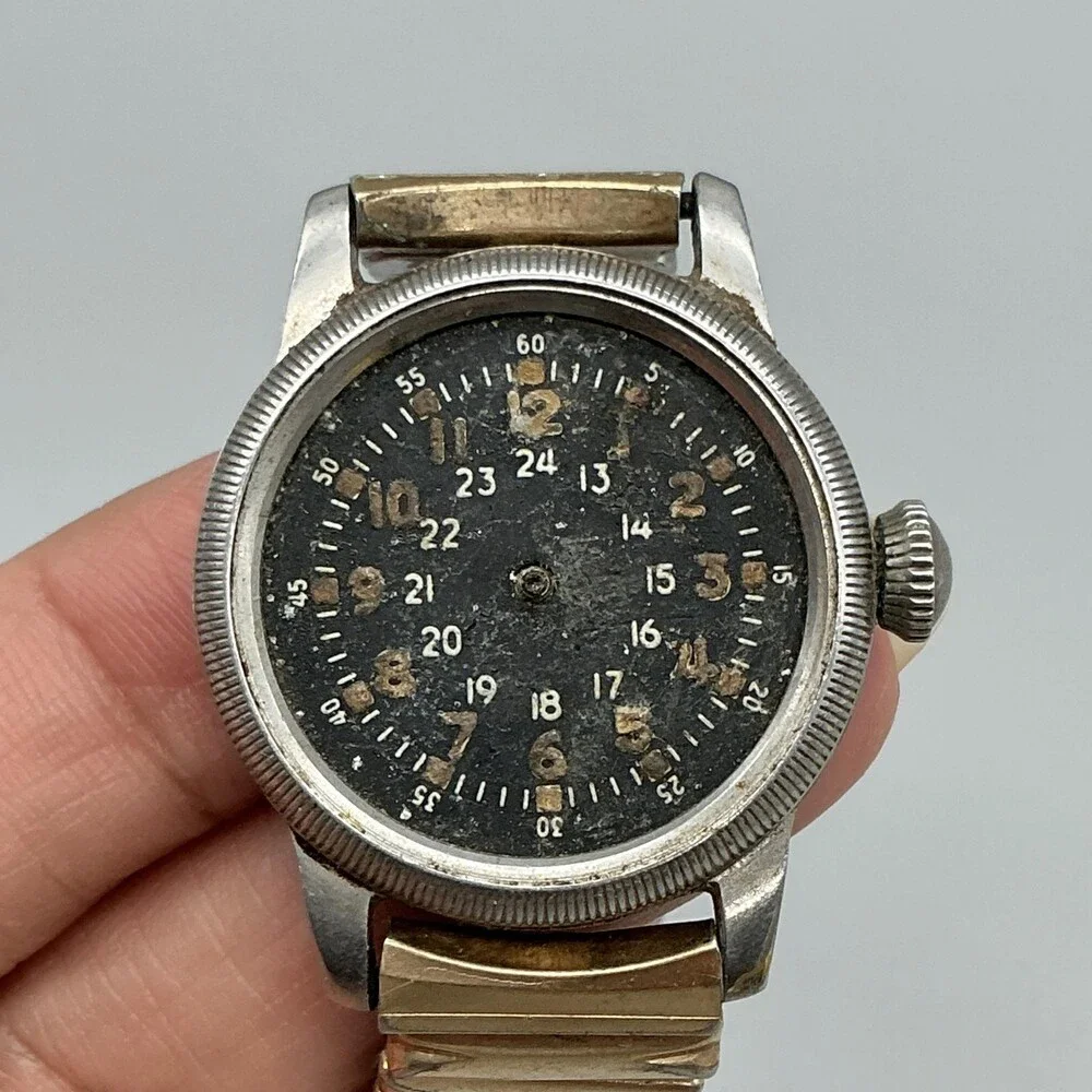 Vintage Waltham Type A-17 Military Mens Watch 31mm Manual For Parts Not Running